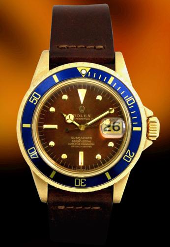 Rolex 1680 Date Submariner 18K gold  brown dial