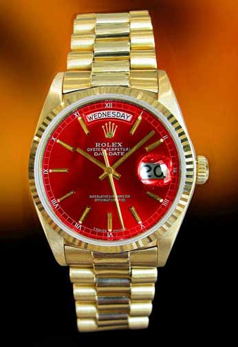 rolex gold red face