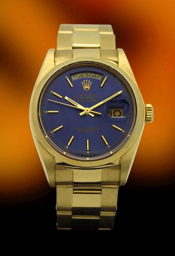 rolex gold exceptional blue dial